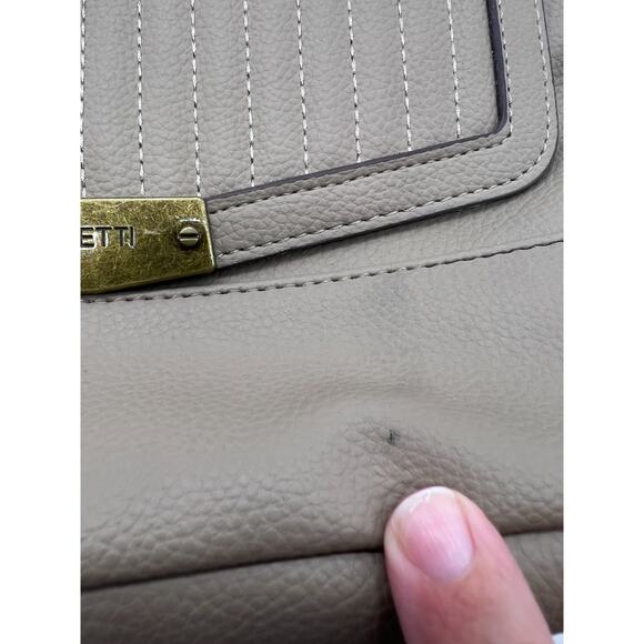 Rosetti Taupe Shoulder Crossbody square top zip faux leather pebbled purse bag - Picture 2 of 7